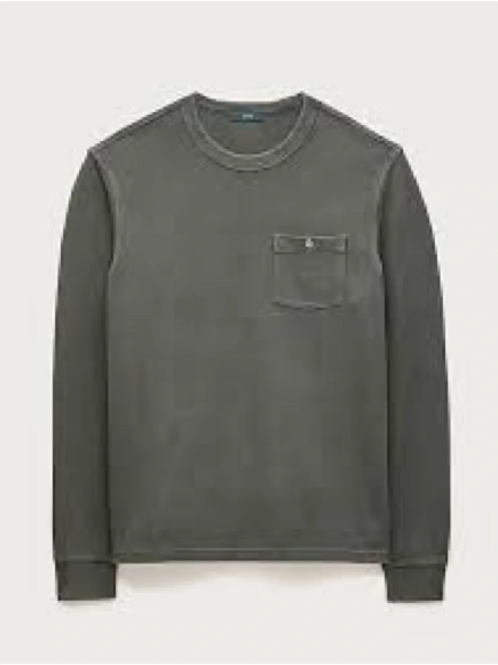 J.Crew Washed piqué long-sleeve pocket T-shirt Crewneck Green Khaki 100% Cotton